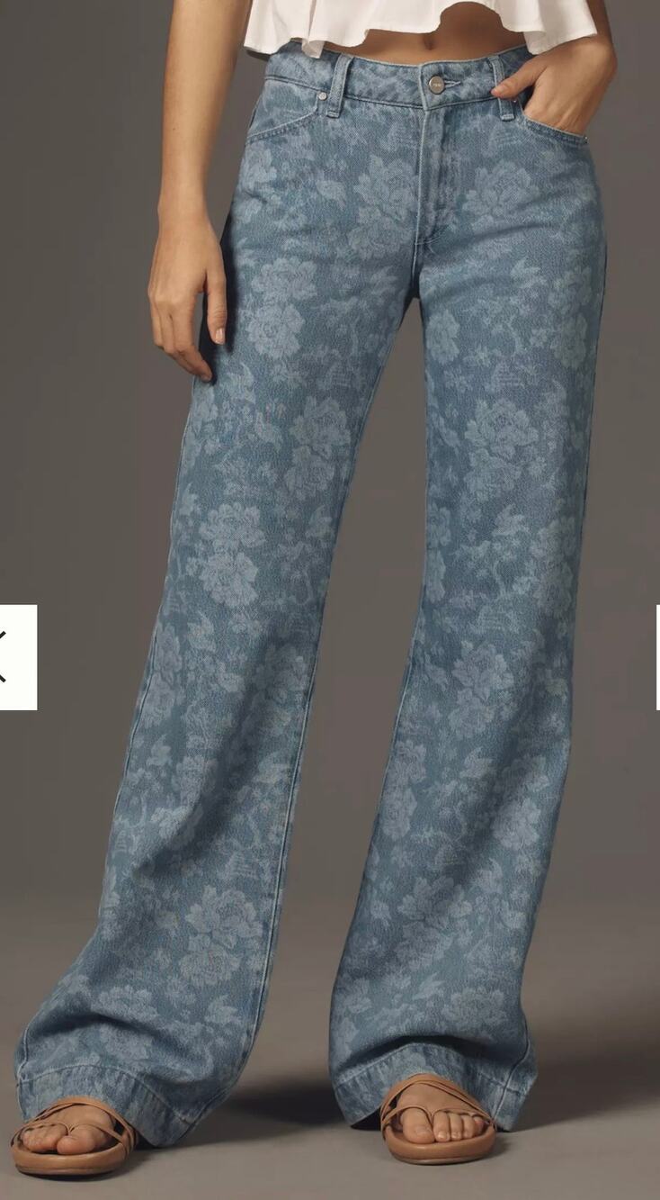 PAIGE "Sonja" Low-Rise Wide-Leg Trouser Jean boho festival cottage floral casual